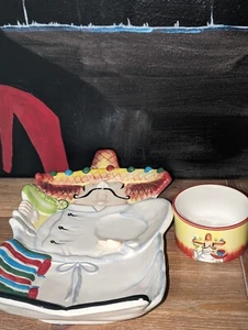 Tracy Flickinger Fiesta Cantina 17" platter Nacho tray And Dip Bowl Certified... - Picture 1 of 8