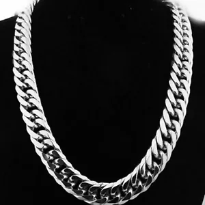 Collana uomo acciaio inox grande pesante larga 12 mm catena maglia grossa 24 pollici - Foto 1 di 6