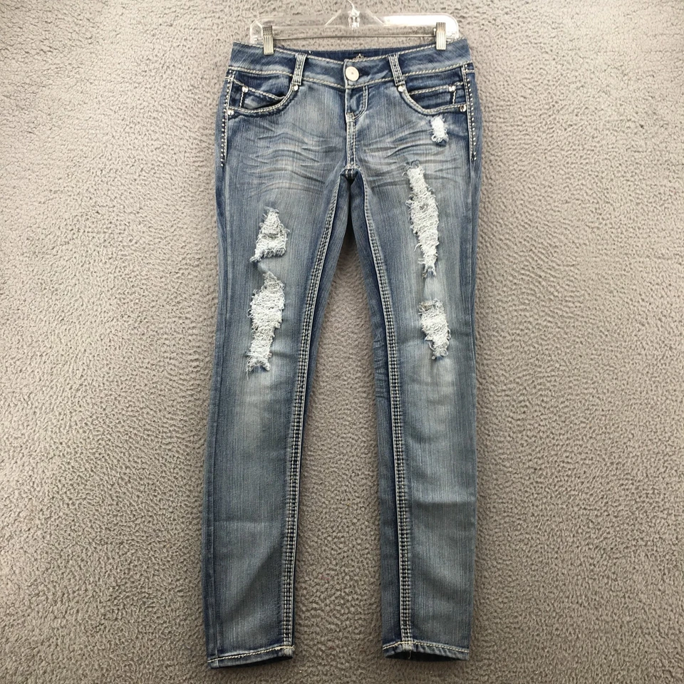 Почти знаменитый всегда сказочный узкие джинсы молодежи 9 (фактический 32 x 33) синий джинсовой ткани молнии - Изображение 1 из 4