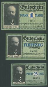HEYDEKRUG 25, 75 Pfennig und 1 Mark (1921) Silute Litauen Deutschland XF-aUNC