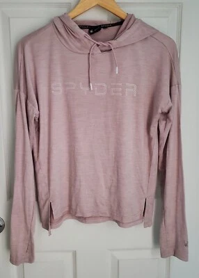 SPYDER Active 粉色套衫打底连帽衫女式中号滑雪雪地 — 第 1/4 张图片