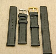 New Gucci 16 MM Black Genuine  Crocodile Leather Watch Band - Short  (16.103)