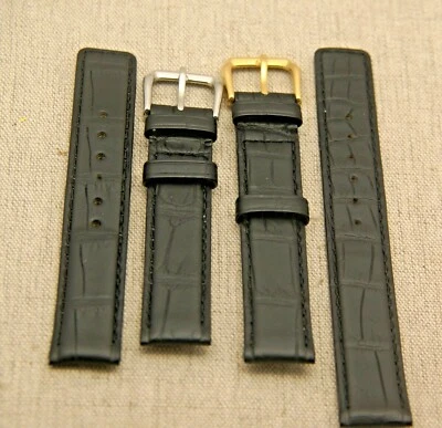 New Gucci 16 MM Black Genuine  Crocodile Leather Watch Band - Short  (16.103) - Image 1 of 4