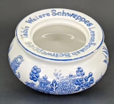Schweppes Lemon Squash Table Waters Blue Pot Dish Soda Ad Bitter Vintage England - Image 1 of 4