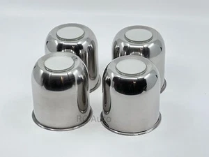 4 Stainless Steel Rims Center Cap For 3.25" Trailer Wheel Center Bore WithEmblem - Picture 1 of 5