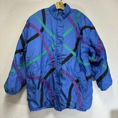 HABAND Track Jacket Womens Oversized Large? Blue Funky Shell 80s Zip Up vintage Foto 1 de 4