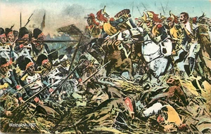 Postal vintage que representa la batalla de Waterloo 1815 batalla de Ligny napoleónica - Imagen 1 de 2
