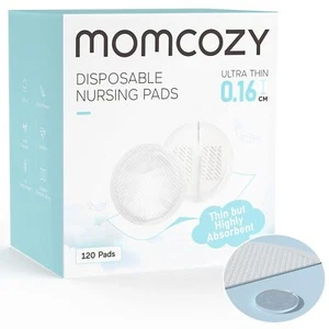 Momcozy Ultra-Thin Disposable Nursing Pads, Super Absorbent, D Shaped, 120 Count - Picture 1 of 14
