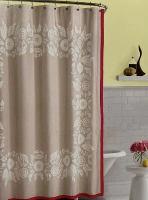 Cortina de ducha Kate Spade Morningside Heights color tostado floral rosa borde tela Foto 1 de 2