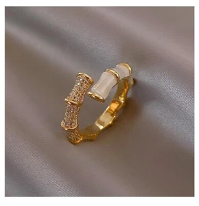 Gold Pearl Ring Pear Eternity Band Beautiful Adjustable Ring Gift Unique Chic - Picture 1 of 5