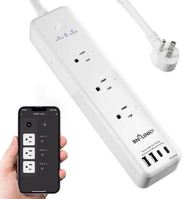Smart Power Strip WiFi Outlets with 4 USB 3 Charging Port Multi Plug Extender - Image 1 of 4