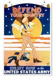 WW2 Uncle Sam Recruiting Propaganda Poster 24x36 inches | WWII US Vintage Print - Picture 1 of 9