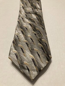 Corbata de seda Puritan Tie geométrica gris negro blanco para hombre 58 x 3,75 nueva sin etiquetas - Imagen 1 de 3