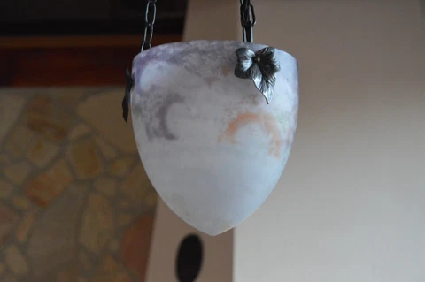 BEAUTIFUL FRENCH ART DECO 1930's Pate de Verre Glass Pendant LIGHT Cover