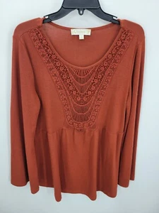 Blusa Suzanne Betro Fin de Semana Top Mujer Grande Naranja Quemado Crochet Boho Fluida - Imagen 1 de 8