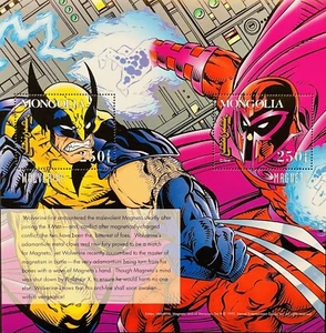 MONGOLEI X-MEN BRIEFMARKEN SS POSTFRISCH 1995 MARVEL COMICS SUPERHELD WOVERINE MAGNETO - Bild 1 von 1