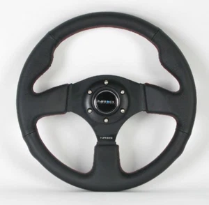 NRG Steering Wheel - 12 (Race) - 320Mm (12.60 Inches) - Black Leather/Black Spok - Picture 1 of 2