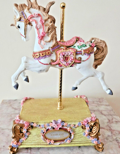 Carousel Horse Music Box Westland Figurine Limited Collection Greensleeves white