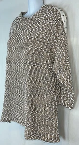 Sportelle Women's Khaki Cotton Blend Studded 3/4 Sleeve Sweater Size XL Brown - Picture 1 of 9