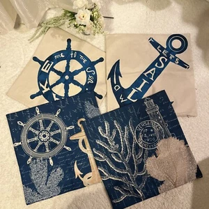 Linen Burlap Pillow Cover Cases Square Beach Throw 17.5”x17.5” Lot Of 4 - Picture 1 of 5