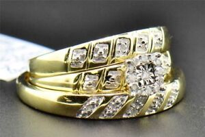 2.30 Ct Round  Moissanite Wedding Engagement Trio Ring Set 14K White Gold Plated