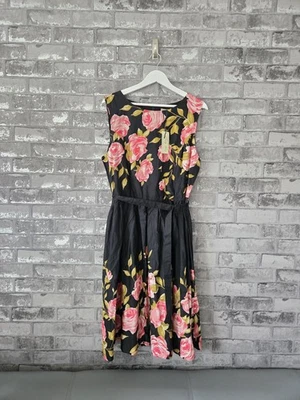 Lindy Bop Audrey Dress UK 18 Pink Rose Print Fit & Flare Vintage Retro BNWT 50s - image 1 of 4