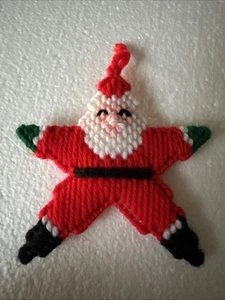 Star Santa Ornament Christmas Knit Crochet Handmade Excellent VTG - Bild 1 von 7
