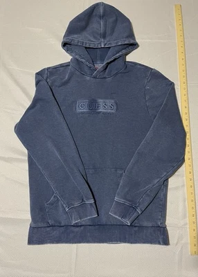 Женская толстовка с капюшоном GUESS среднего размера синяя с длинным рукавом и карманами (N-1497) - Изображение 1 из 4