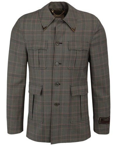 Gucci Prince Of Wales giacca di lana a quadri uomo 58