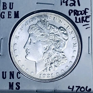 1921 BU GEM MORGAN SILVER DOLLAR UNC MS+++ U.S. MINT RARE COIN 4706 - Picture 1 of 3