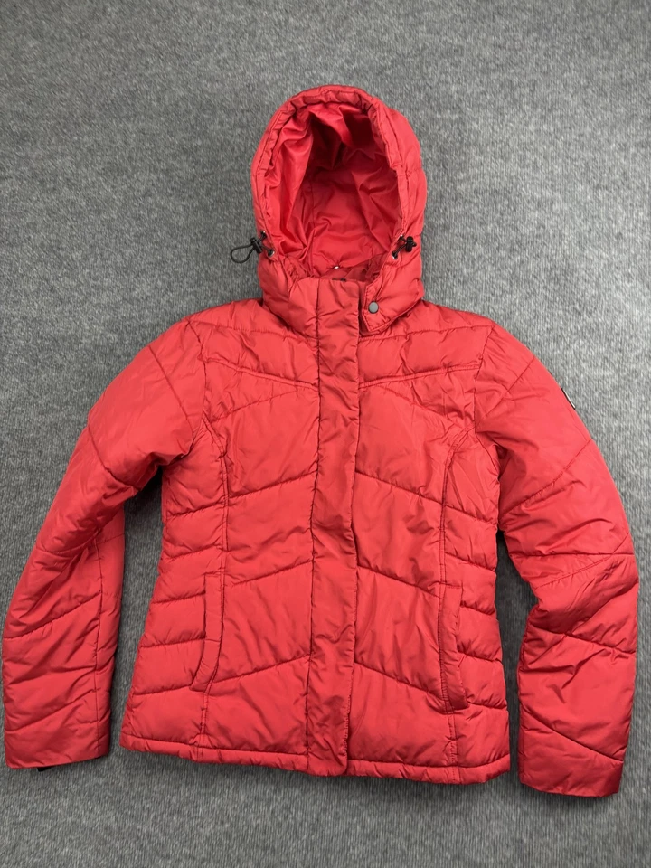 Zyia Active Jacket Womens Medium Red Hooded Puffer Quilted Full Zip Insulated - Image 1 of 4
