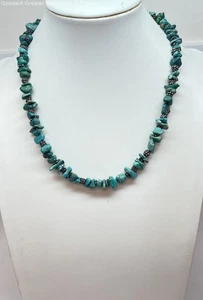 Pollie 925 Turquoise Nuggets & Granulated Beaded Necklace 40.7g - Picture 1 of 4