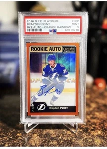 2016-17 O-Pee-Chee Platinum Brayden Point Orange Refractor Rookie Auto /15 PSA 9 - Picture 1 of 1
