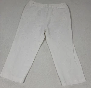 Talbots Petites Pants Women’s Size 12 White Embroidered Floral USA Crop GU - Picture 1 of 4