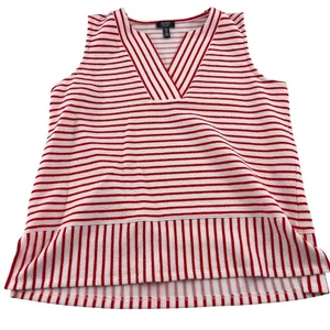 Jones New York Signature Red & White Striped Sleeveless Top Size M Polyester - Picture 1 of 5