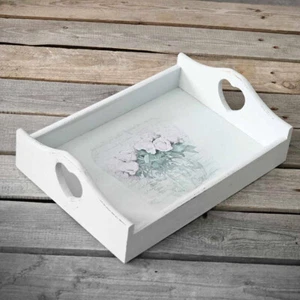 Vintage Holztablett 35x25 cm Tablett Serviertablett Landhaus Shabby Handarbeit - Bild 1 von 2