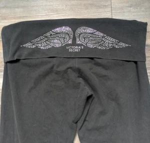 Vintage Victoria Secret Fold Over Leggings Womens Medium Bling Wings Y2K Angel - Picture 1 of 7