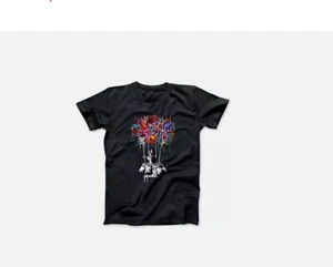 Banksy Boy Flying In Balloon Street T-shirt - Black - Picture 1 of 7