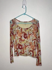 Art Class Retro Flower Top Girls Size XXL 18/20 Long Sleeve Mesh Lined Shirt - Picture 1 of 3