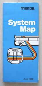 Vintage 1988 Marta Atlanta Transit System Map Subway Bus Georgia GA