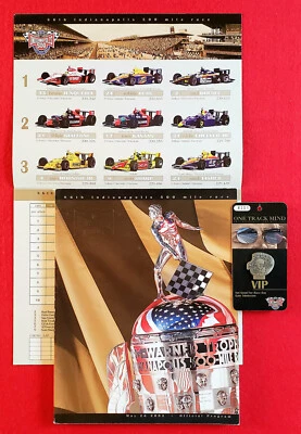 2002 Indy 500 SILVER Badge #0494 - SID COLLINS - VIP CARD Program/Starting Field - Image 1 of 4