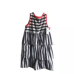 Milly Minis Girls Tiered Cotton Dress, Blue Stripes, Size 6/7 - Picture 1 of 1