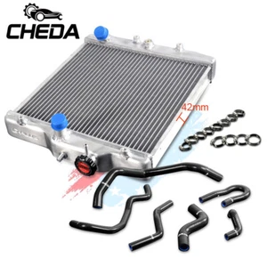 2 Row 42mm Aluminum Radiator+Silicone Hose FIT 92-00 HONDA CIVIC D15/16 EG/EK - Picture 1 of 7