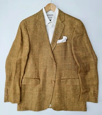 J PHILIPP UK 40 taillierter Blazer Fischgrät gold REINES LEINEN STUNNER - Bild 1 von 4