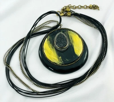 Collar medallón grande druzy imitación resina jaspeada multihilo de CHICO'S Foto 1 de 4