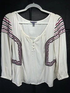 American Eagle Women's Biege Casual Boho Lightweight Blouse size L - Picture 1 of 7