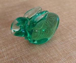 Vintage Green Glass Bunny Paperweight 3.5"x 2.25" With Original Box - Picture 1 of 5
