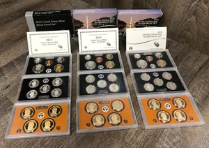 EXC Lot of 3 US Mint SILVER Proof Sets 2012 2013 2014 w COA OGP 42 Coins, Dollar - Picture 1 of 21