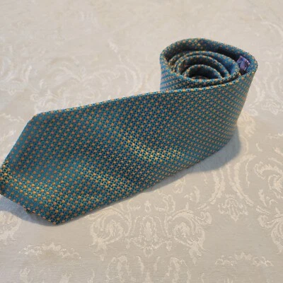 Corbata de seda Ted Baker para hombre naranja tejida punto azul diseñador corbata Foto 1 de 4