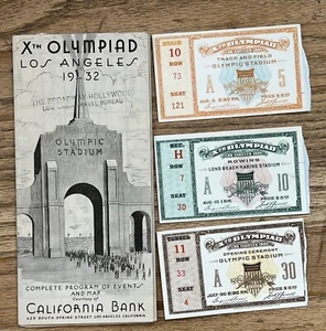 1932 Olympic Games Track & Field Stadium Ticket Los Angeles July 1932 Stubs- Map - Picture 1 of 23